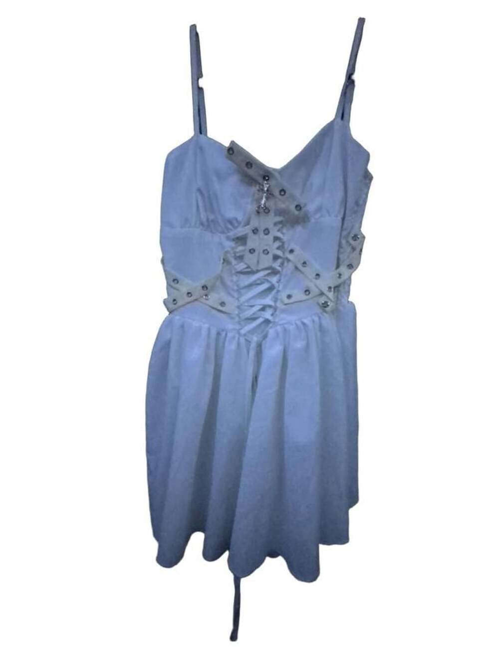 Gothic White Lace Up Spaghetti Strap Corset Mini Dress